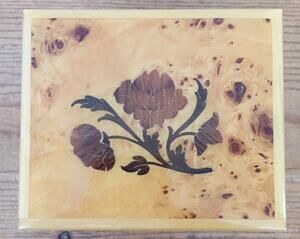 FOR PARTS REPAIR Vtg Reuge Mozart Swiss Music Box Floral Burl Wood Inlay Italy